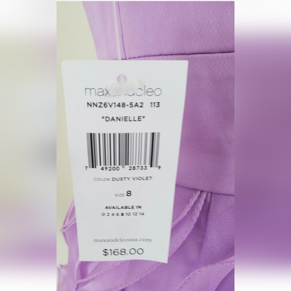 Max and Cleo~Size 8~Dusty Violet DANIELLE Formal Prom Ballon Dress NEW. - Picture 2 of 5